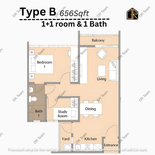 Type B 656 Sqft
